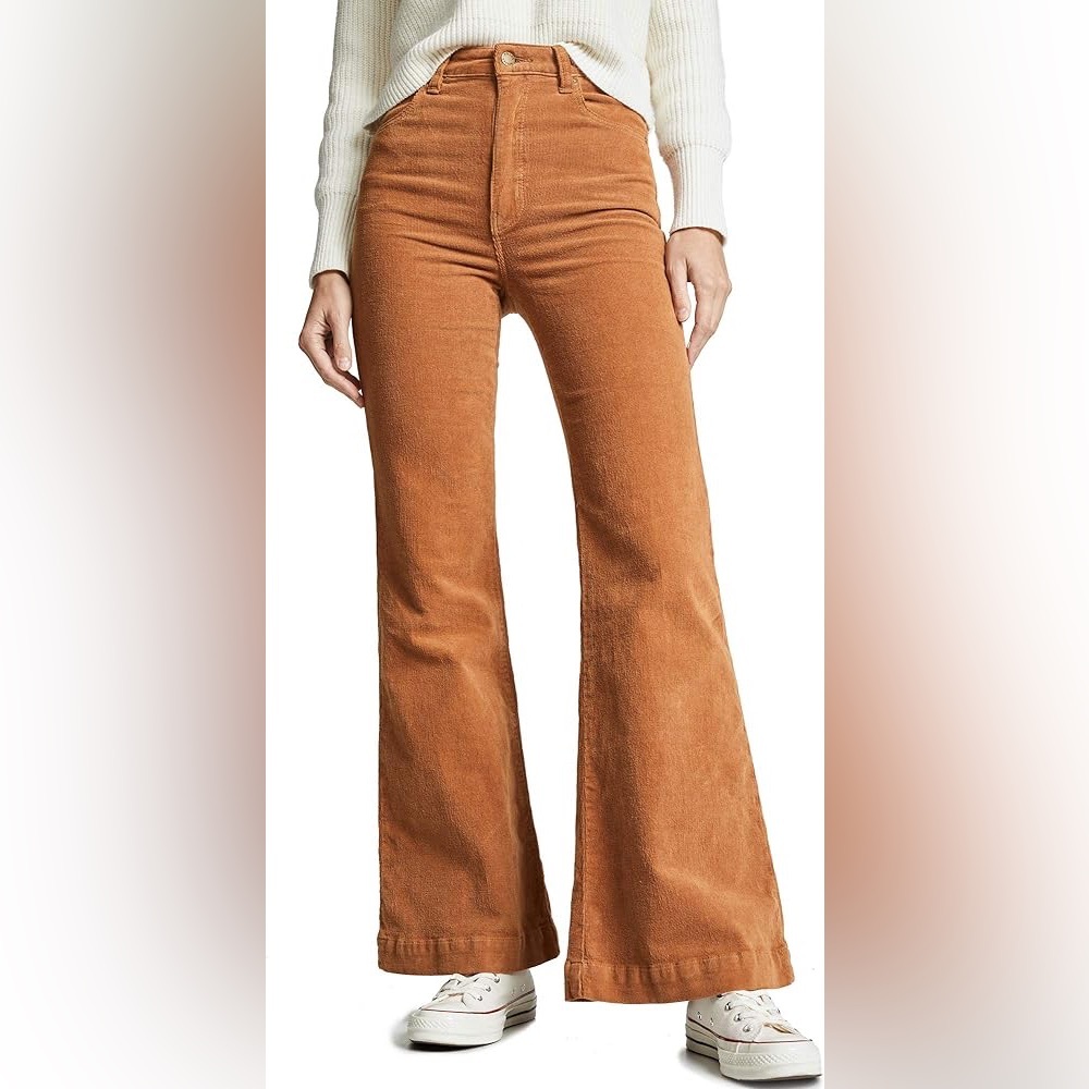 ROLLA'S High-Rise Corduroy Flare Pants in Rust